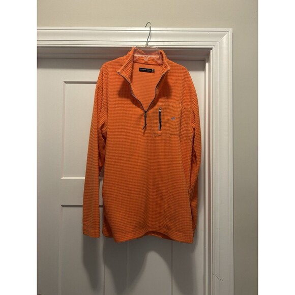 Southern Marsh Men Size Medium Fieldtec Waffle knit 1/4 zip pull over Orange - Picture 1 of 6